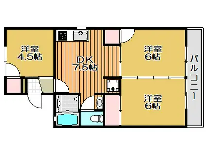 セジュール梢(3DK/2階)の間取り写真