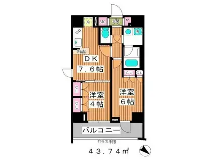 ROSETTA(2DK/8階)の間取り写真