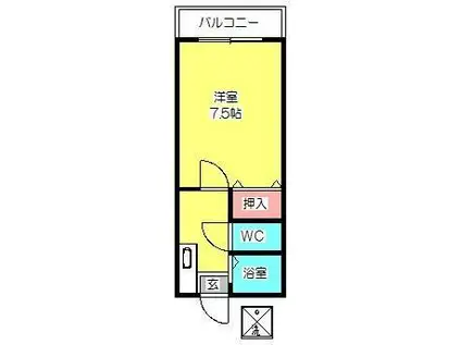 ファーストインウエストハウスII(1K/2階)の間取り写真