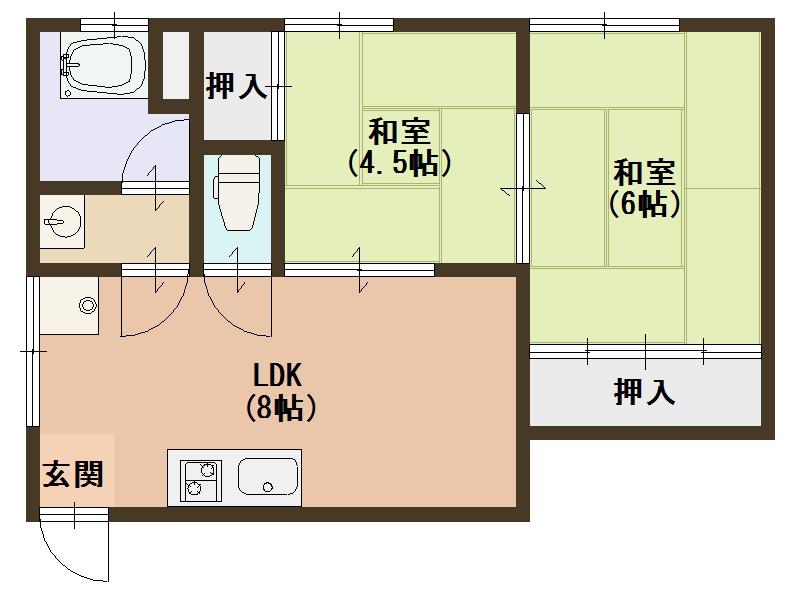 中村マンション(2LDK/3階)の間取り写真