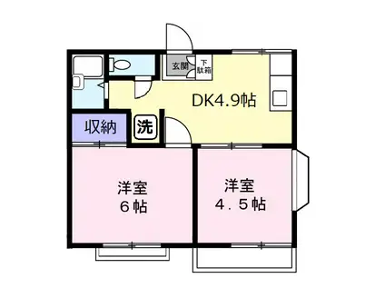 コーポリバーサイドA(2DK/1階)の間取り写真