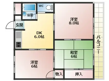 アイディル島泉(3DK/3階)の間取り写真