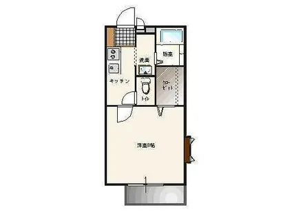 プランドール(1K/1階)の間取り写真