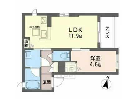 エムズ・シャーメゾン北梅田(1LDK/1階)の間取り写真