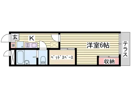 ドミール中島N(1K/1階)の間取り写真