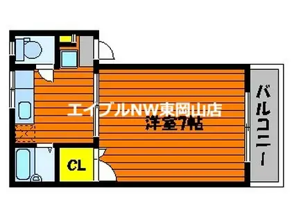 操山Kマンション(1K/2階)の間取り写真