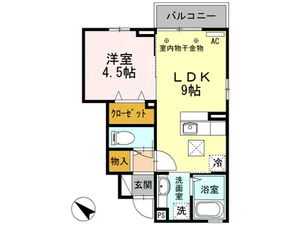 D-ROOM山田町 A(1LDK/1階)の間取り写真