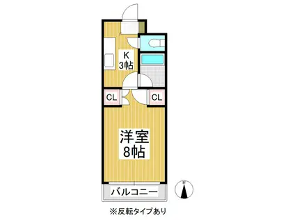 ファミーユ宮ノ前(1K/4階)の間取り写真