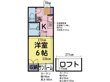 セサミ本郷II(1K/2階)の間取り写真