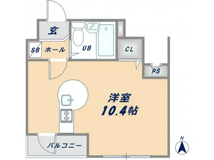 リバーライズ八戸ノ里(ワンルーム/4階)の間取り写真