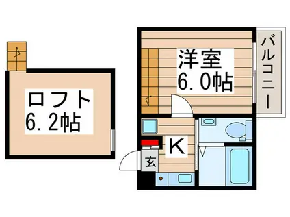 ダルーチャ北初富(1K/2階)の間取り写真