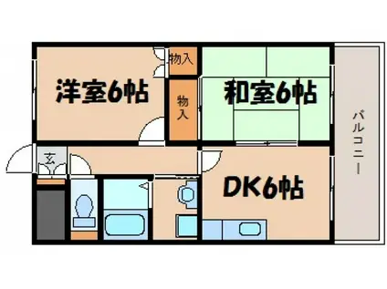 三沢ビル(2DK/6階)の間取り写真
