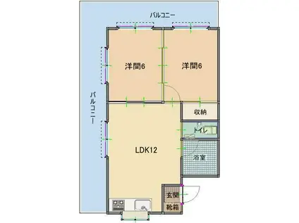 沖縄県浦添市 5階建 築17年(2LDK/5階)の間取り写真
