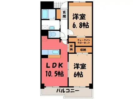 あかやま弐番館(2LDK/5階)の間取り写真