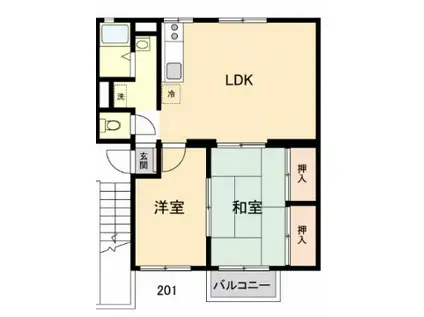 ハイム堀ノ東(2LDK/2階)の間取り写真