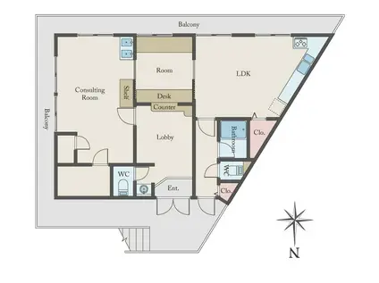竹之丸ハウス(1LDK/2階)の間取り写真