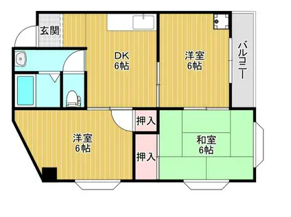 赤井マンション香里(3DK/3階)の間取り写真