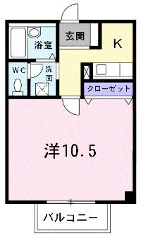 クローエイテルパーチ(1K/2階)の間取り写真