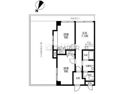 どみしるまーさ東館(2DK/4階)の間取り写真