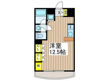 タテノス藤沢(ワンルーム/2階)の間取り写真