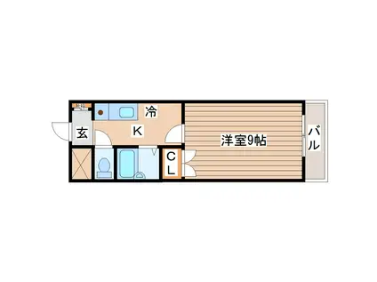 仙台市地下鉄東西線 六丁の目駅 徒歩4分 4階建 築33年(1K/2階)の間取り写真