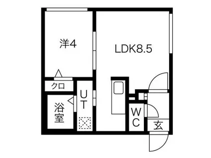 ラフィーネ南平岸(1LDK/1階)の間取り写真