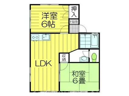 エクセレントカーサ菩提寺B棟(2LDK/1階)の間取り写真