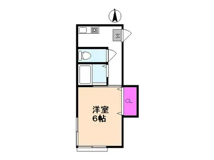 ユウハイム(1K/2階)の間取り写真