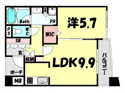 ワコーレディアルクス三宮(1LDK/4階)の間取り写真