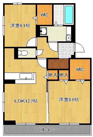 D-ROOM中井(2LDK/2階)の間取り写真