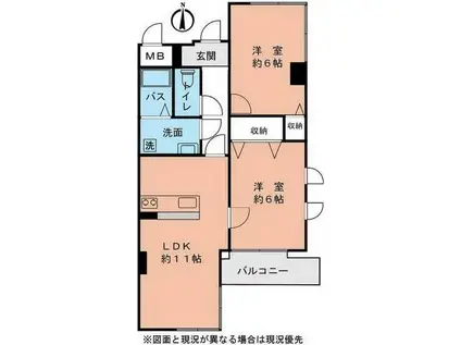 メゾンM.K(2LDK/2階)の間取り写真