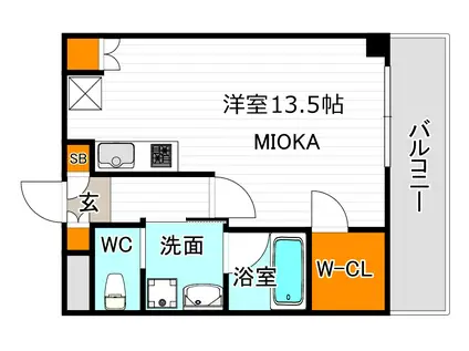 プルメリア(ワンルーム/3階)の間取り写真