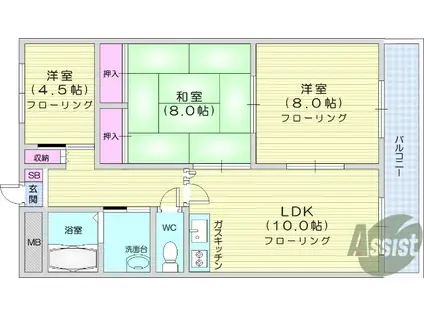 シティハイツ11番館(3LDK/2階)の間取り写真