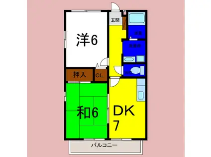 エザンス中谷(2DK/2階)の間取り写真