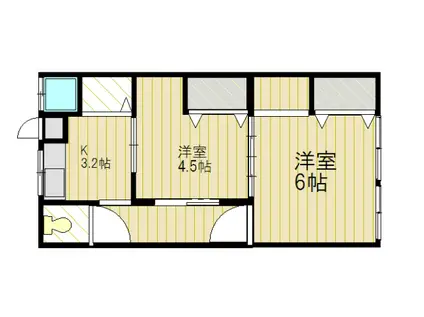スカイハイツ(2K/1階)の間取り写真
