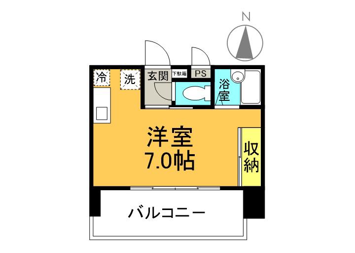 ロイヤルパレス清水台(1K/8階)の間取り写真
