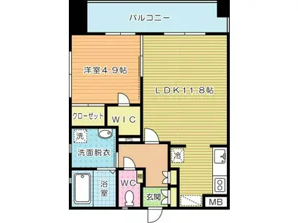 門司ポロニア弐番館(1LDK/4階)の間取り写真