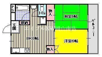 西川コーポ(2DK/6階)の間取り写真