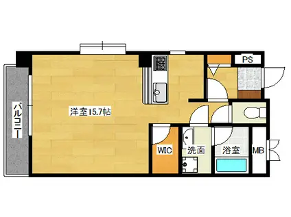 ヴェル袋町公園(ワンルーム/4階)の間取り写真