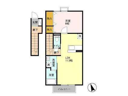 シェルメゾンA(1LDK/2階)の間取り写真