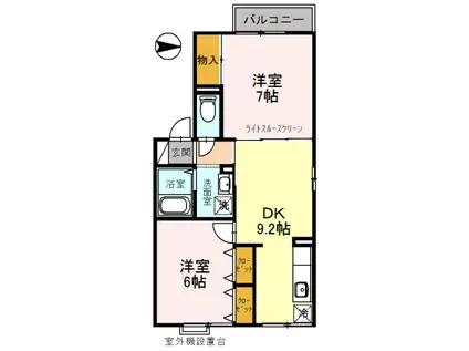 セジュール西明石(2DK/2階)の間取り写真