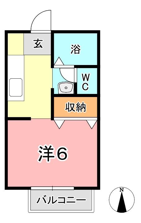 ライムA(ワンルーム/2階)の間取り写真