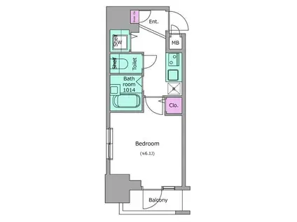 レジディア広尾2(1K/2階)の間取り写真