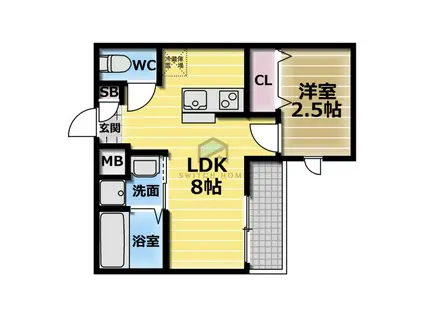 リアコート近大南III(1LDK/3階)の間取り写真