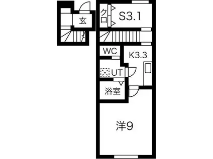 LEBEL VIER(1SK/2階)の間取り写真