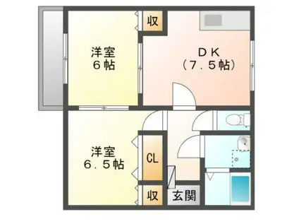 駅前コーポ(2DK/2階)の間取り写真