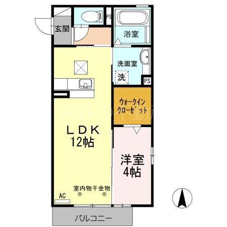 マンション御殿(1LDK/1階)の間取り写真