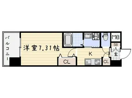 CENTER MARK三萩野(1K/10階)の間取り写真