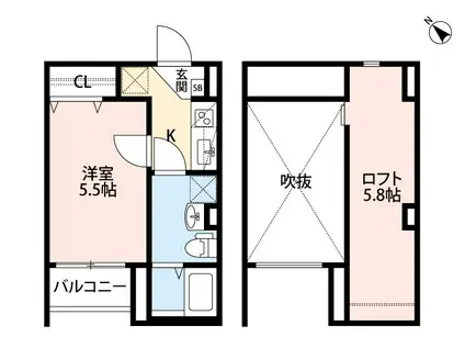 サンクス東須磨(1K/1階)の間取り写真