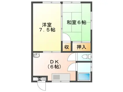 ハイツ古川(2DK/1階)の間取り写真